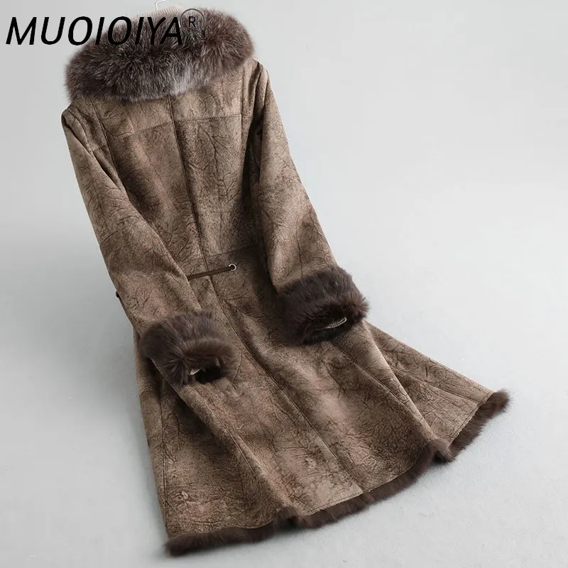 

Double Faced Real Fur Coat Female Luxury Rabbit Fur Coats Winter Coat Women Fox Fur Collar Real Leather Jacket MY4256