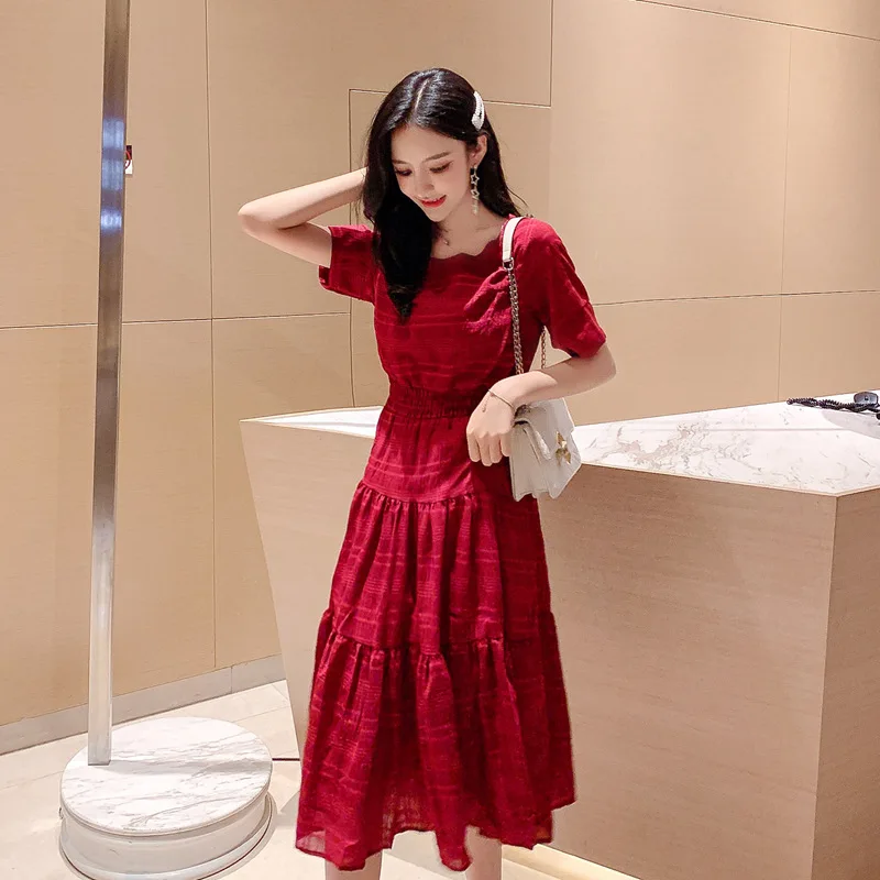 

A lot of stock ~ summer 2021, this Korean chic round neck is thin, girlfriends wear long and short dress