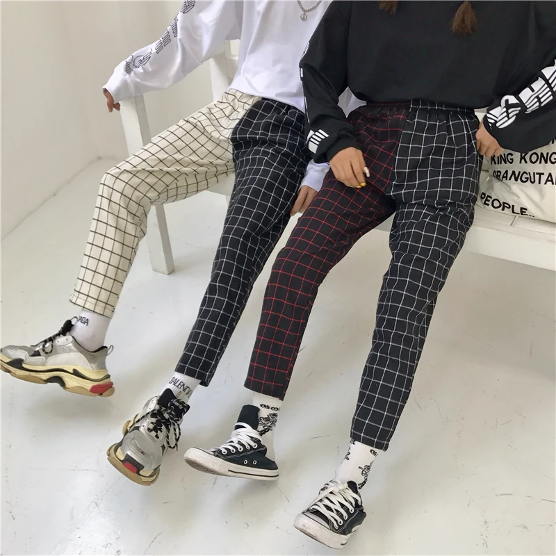 Heydress винтажные лоскутные брюки Харадзюку женские мужские брюки эластичные брюки с высокой талией корейские повседневные Прямые брюки