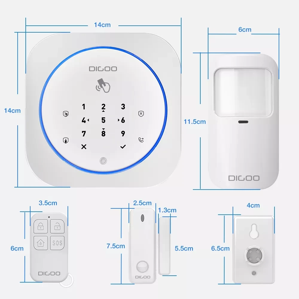 

Digoo DG-MAS1 433MHz Wireless GSM DIY Home Alarm System Kits IOS&Android APP Control Motion Detector Sensor Burglar Alarm System
