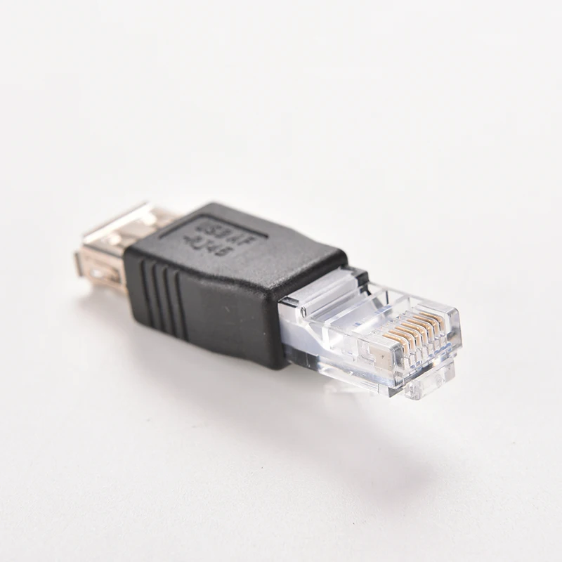 ПК Кристалл головка RJ45 папа к USB 2 0 AF Женский адаптер разъем ноутбука LAN Сетевой
