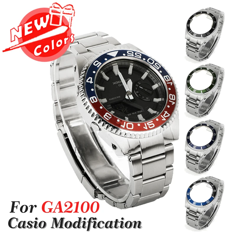 

New Metal Bezel GA2100 Watch Strap Adapter Stainless Steel Watch Band for Casio G-Shock GA-2100 DIY Accessories