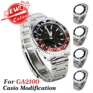 new metal bezel ga2100 watch strap adapter stainless steel watch band for casio g shock ga 2100 diy accessories free global shipping