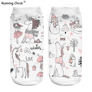 Бег цыпленок Onicornio печати Забавные Женские носочки оптом