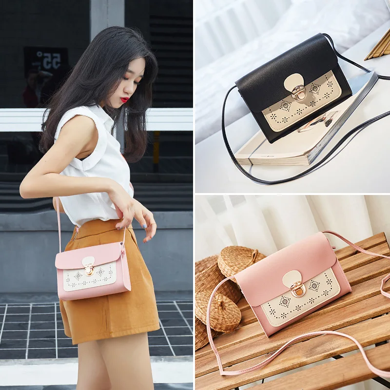

2020 New Women Mini Cross Body Bag Fashion flap Messenger Bag Handbags Hollow Design Mobile Phone Small Shoulders Bags