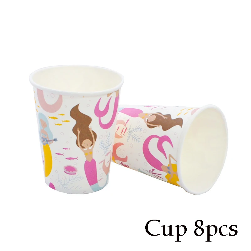 8pcs cup 8 шт Единорог вечерние одноразовые посуда бумага с Фламинго тарелки Свадьба пикника день рождения тарелка, украшение Поставки - Цвет: 8pcs cup
