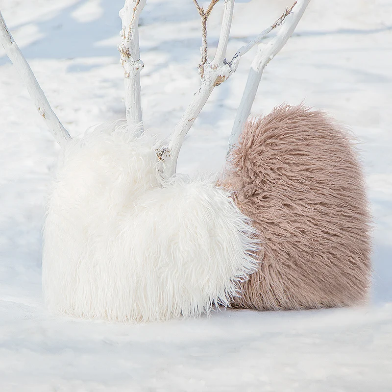 Супермягкая плюшевая монгольская декоративная подушка из искусственного меха в