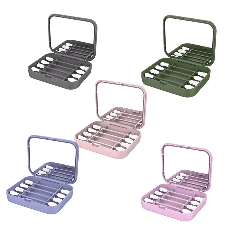 

4Pcs/Set Reusable Silicone Cotton Swabs with Case Cosmetic Mirror Washable Q-tip Double Tipped Ear Cleansing Buds Sticks for Mak