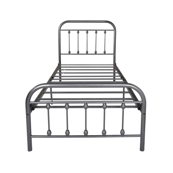 

[CHINA READY STOCK]Victorian Vintage Style Platform Metal Bed Frame Foundation Steel Slabs ,Twin ,Black Silver