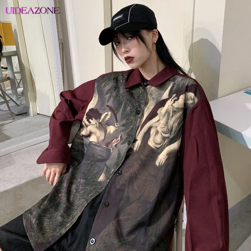 Женская блузка с принтом темного ангела Амура свободная стильная отложной