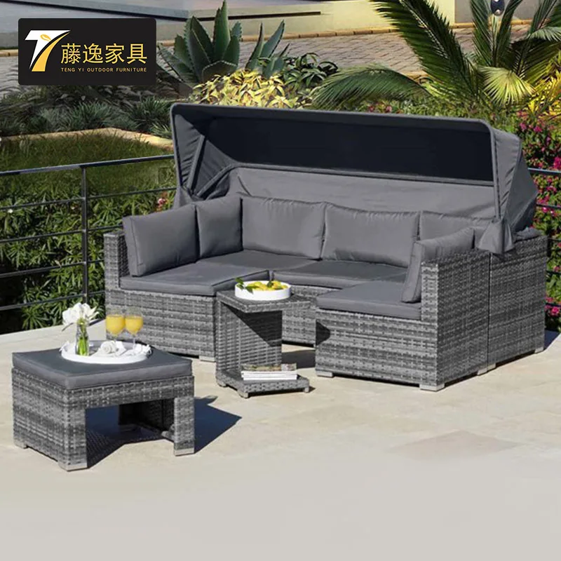 Досуг диван из ротанга лежа кровать с навесом внутренний двор вилла ротанговая