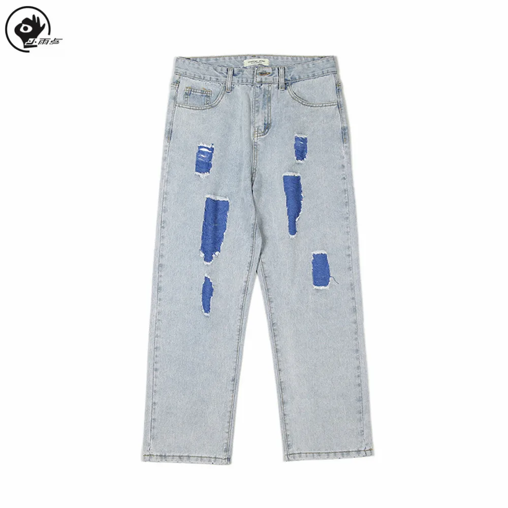 Мужские свободные джинсы Little Rain винтажные прямые брюки в стиле Харадзюку с