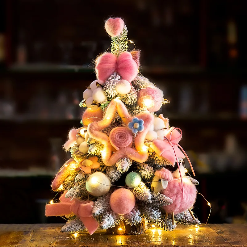 

Рождественская, творческая, Маленькая рождественская елка, домашнее настольное украшение, розовая упаковка, скандинавский подарок «сделай...