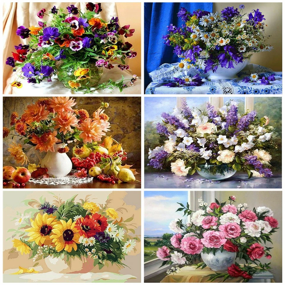 AZQSD Unframe взрослая Раскраска по номерам ваза уникальный подарочный набор масляная