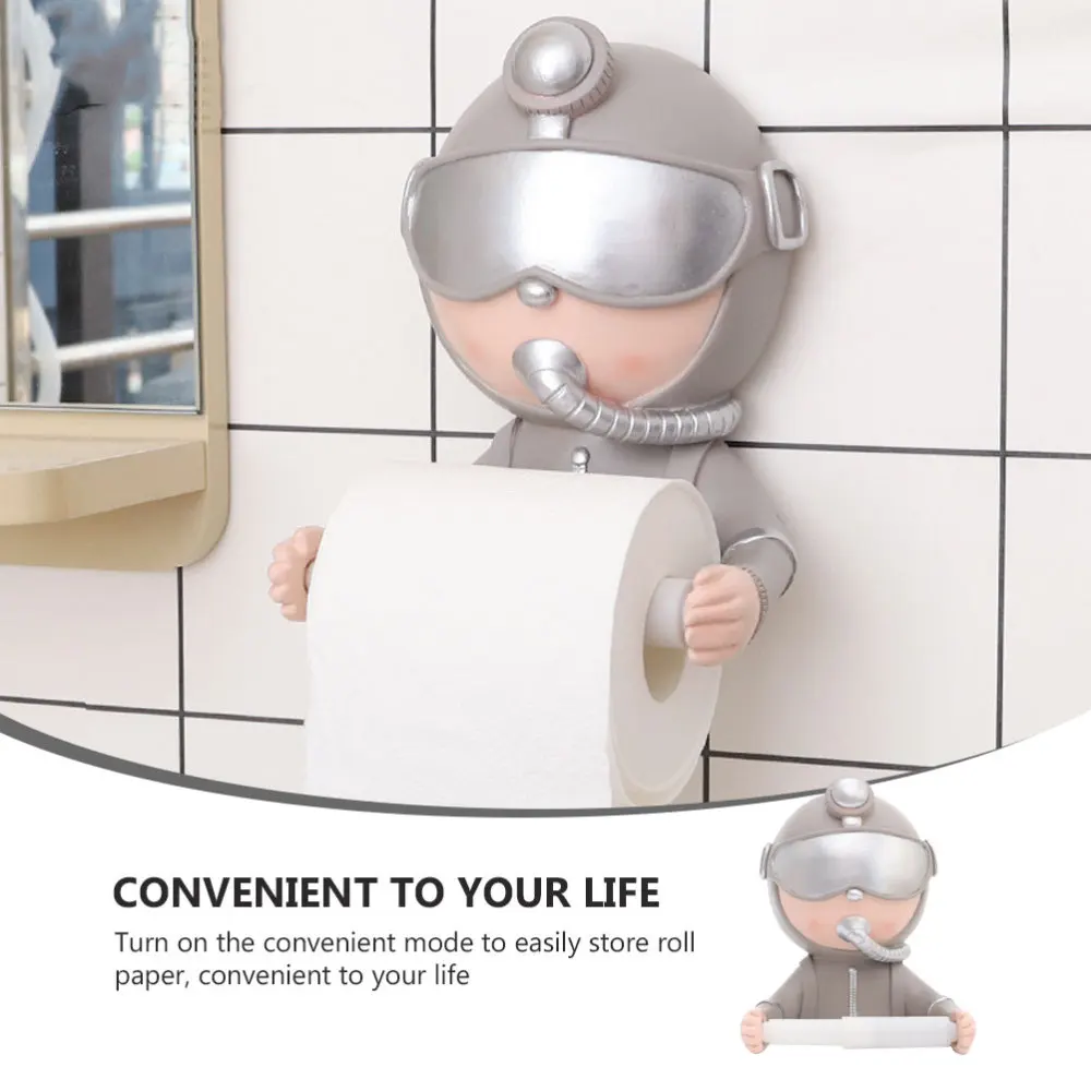 

1PC Diver Roll Paper Holder Creative Toilet Tissue Rack Decoration (Silver)