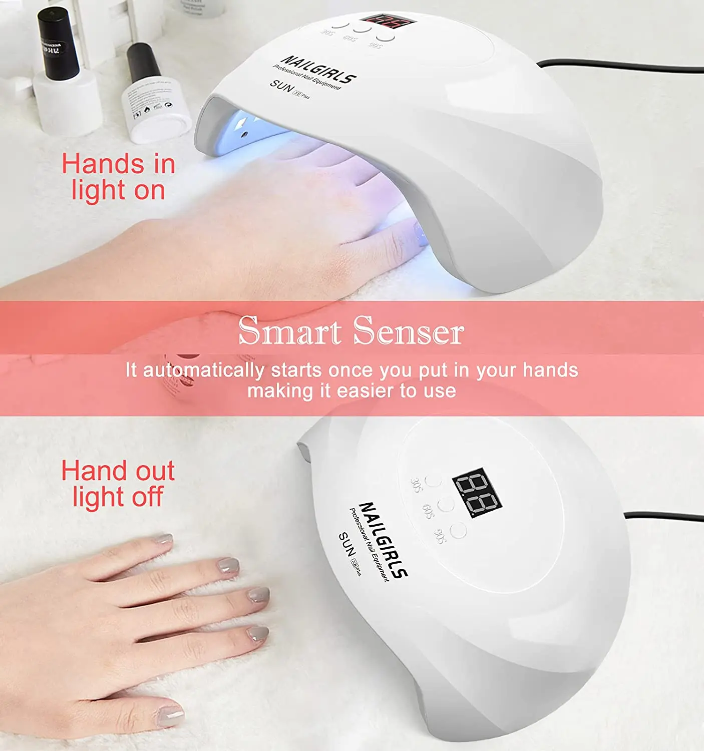 Светодиодная УФ лампа для ногтей 75 Вт гель лак светодиодный светильник с Сенсор и