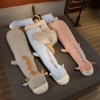 1pc 80120cm long cartoon sleeping pillows cattlesheephippo plush toys stuffed animal doll bed room decor lovers creative gift