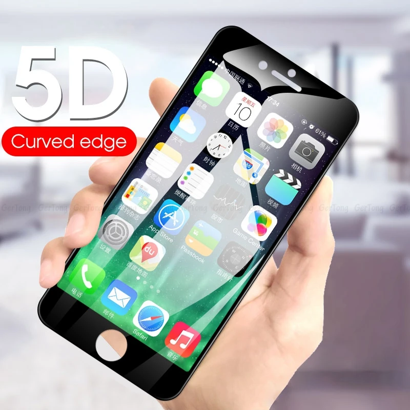 5D изогнутое Защитное стекло для iPhone 6 6S 7 8 Plus стеклянная Защита экрана 7Plus 6Plus