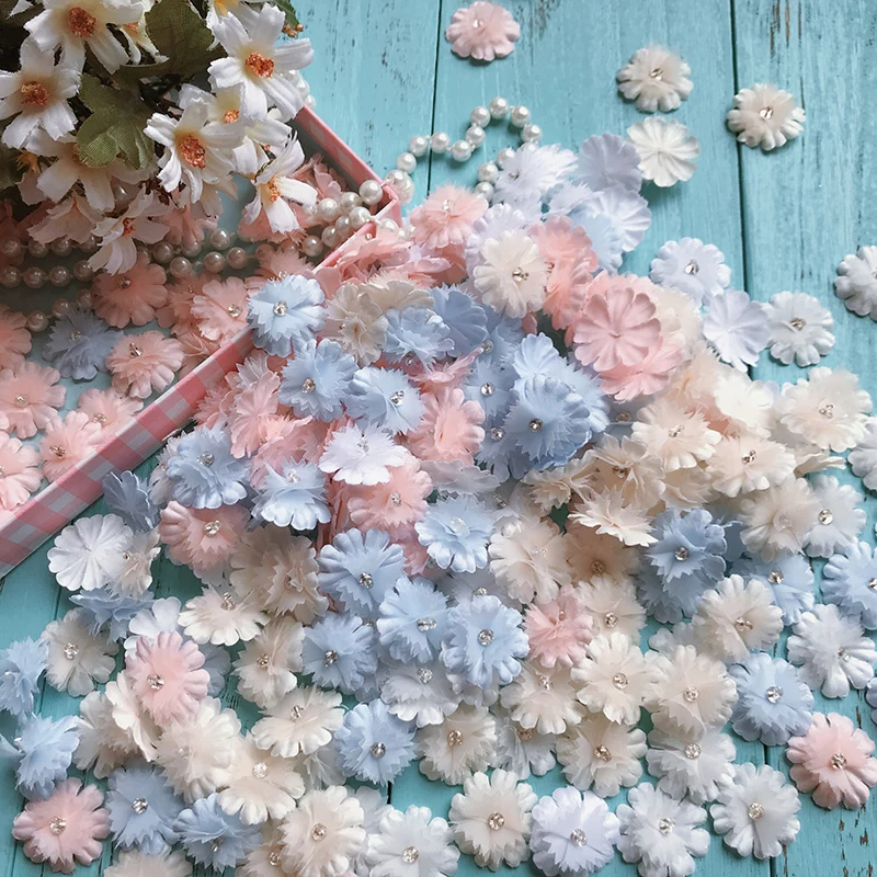 

20 Pieces/pack, Multi-color Three-dimensional Beading, Handmade Chiffon Flowers, DIY Accessories, Various Collocations