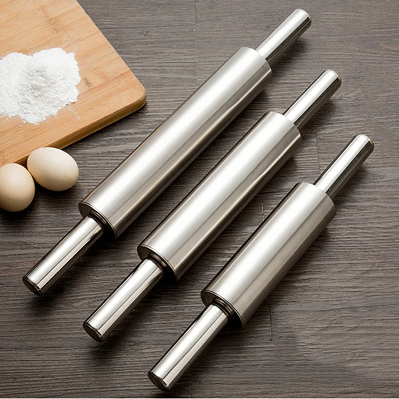 

Metal Large Roller Rolling Pin Stainless Steel Dumpling Ravioli Dough Rolling Pin Baking Rouleau Patisserie Kitchen Tool GZ50