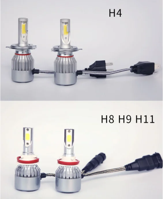 2 шт. C6 светодиодные фары автомобиля мотоцикла Светодиодная лампа 7600LM 6000K H4 H7 H8 H11 H1