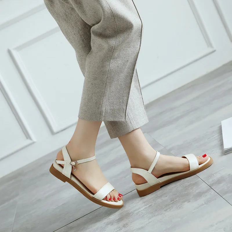 Сандалии женские на плоской подошве повседневные мягкие босоножки из