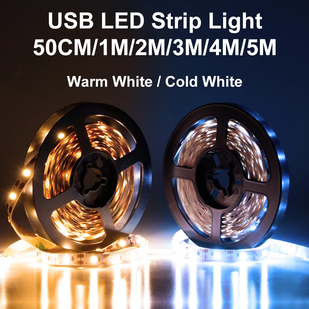 

USB LED Lights Strip TV Backlight 2835 Flexible Lamp Tape 0.5M 1M 2M 3M 4M 5M For Bedroom Room Wardrobe Decoration Led Wall Lamp