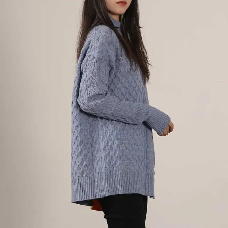 Женский свитер с высоким воротником CHICEVER трикотажный пуловер длинным рукавом и