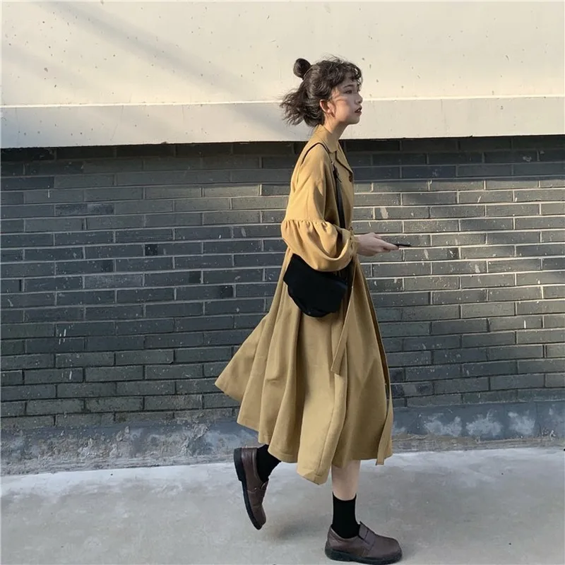 

GOOHOJIO 2020 New Single Breasted Casual Solid Color Trench Women Outwear Fashion Office Lady Coat Long Trench Belt Women Coats