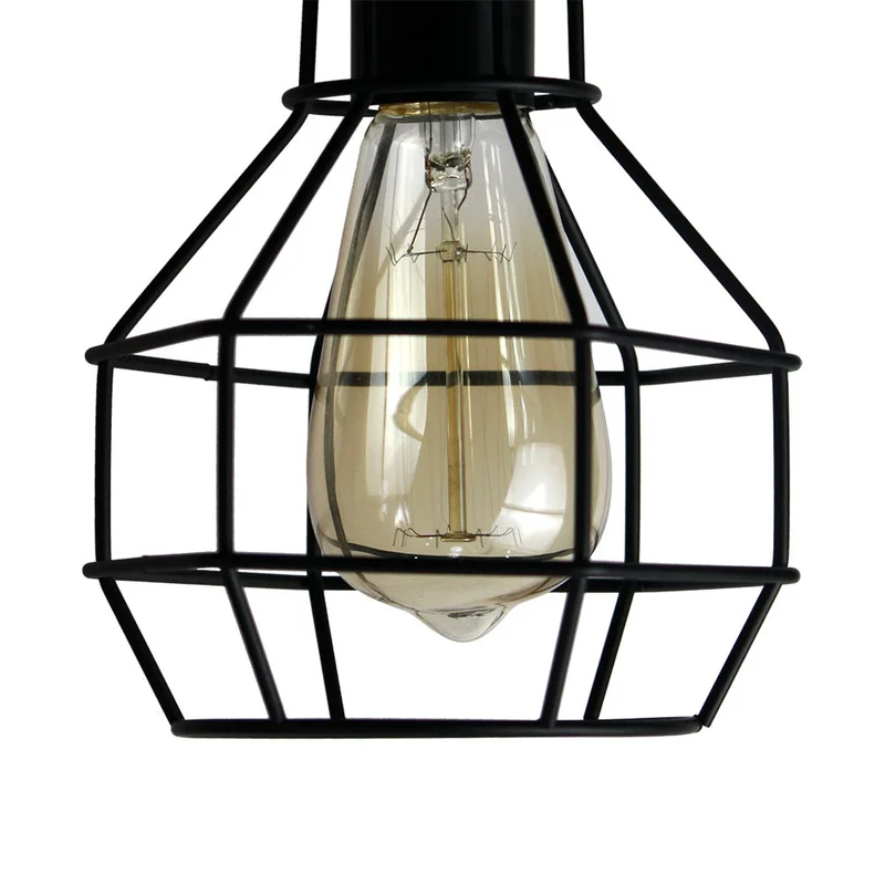 

Nordic Vintage Industrial Metal Cage Black LED E27 Pendant Cafe Loft Bar Lamp Shade Home Decoration Lamp Fixtures Hanging Lights