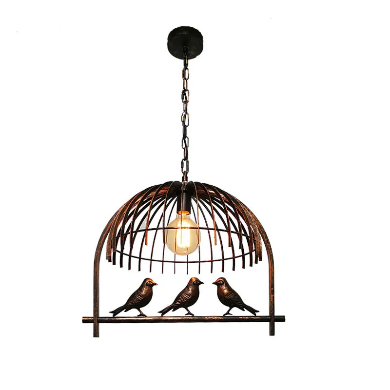 

American retro loft iron cage simple creative study cafe bar industrial wind bird single head chandelier