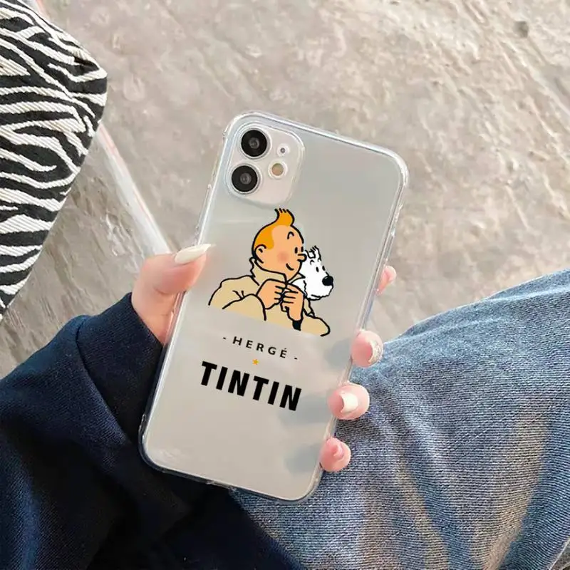 

The Adventures of Tintin Phone Case Transparent soft For iphone 5 5s 5c se 6 6s 7 8 11 12 plus mini x xs xr pro max