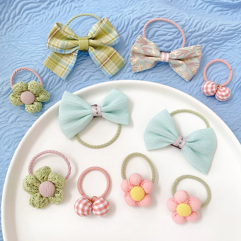 Cintas el&aacute;sticas para el pelo de princesa para ni&ntilde;a y beb&eacute;, lazos de flores de encaje, accesorios para el cabello, 10 Uds.-4