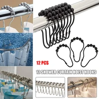 12 pcs shower curtain heavy duty hooks rings rust resistant metal smooth for bathroom housekeeper sturdy hanger holder organizer