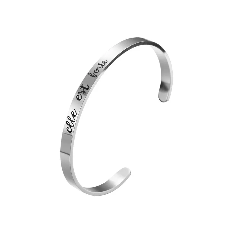 Элле Est Форте браслет она является сильным французская Цитата Ювелирные изделия