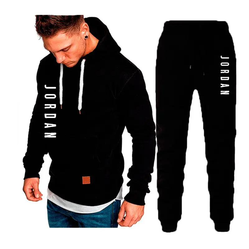

2Pcs/Set Men's Sportswear Sets 2020 Autumn Winter Hooded Thick Male Casual Tracksuit Men 2 Piece Sweatshirt + Sweatpants Set