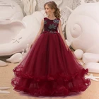 2022 винтажный костюм Детские платья для девочек детское платье принцессы с цветами для выпускного вечера вечернее свадебное платье для девочек платье подружки невесты 10 12 лет