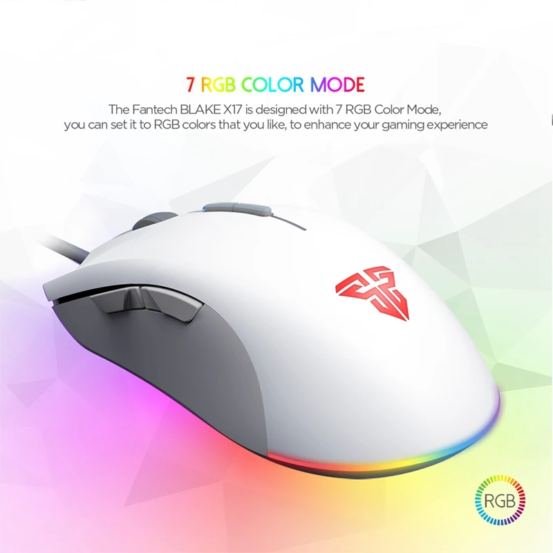 Игровая мышь FANTECH X17 PIXART 3325 10000DPI 7 кнопок макрос RGB проводная геймер эргономичная