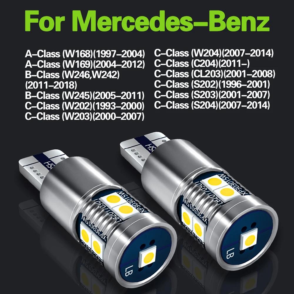 2pcs LED Parking Light W5W T10 Canbus For Mercedes Benz A B C Class W168 W169 W246 W242 W245 W202 W203 W204 C204 S202 S203 S204 - купить по