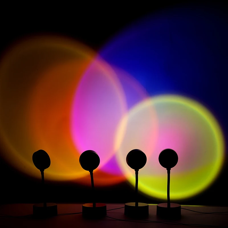 USB проектор с радужным закатом красный светодиодный ночник проекционный