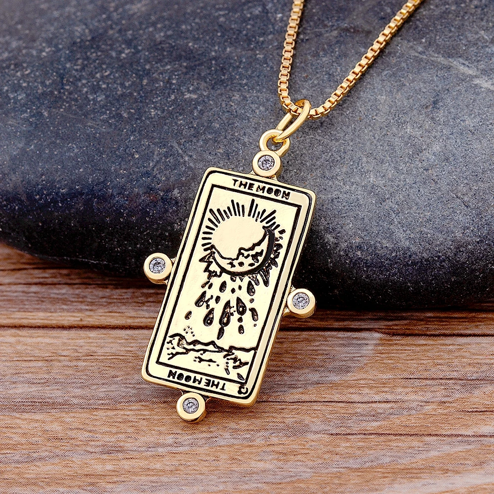 

Classic Tarot Card Pendant Choker For Women Fortune Star World Sun Moon Heart Wisdom Strength Symbolic Friendship Necklace