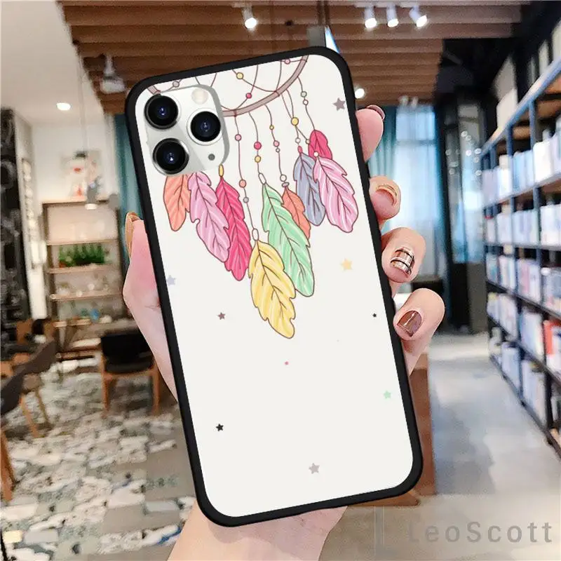 

Jemy dream catcher mandala Black Rubber Phone Case For iphone 8 11 12 Redmi note 8 9 s huawei p 30 pro lite plus cover shell