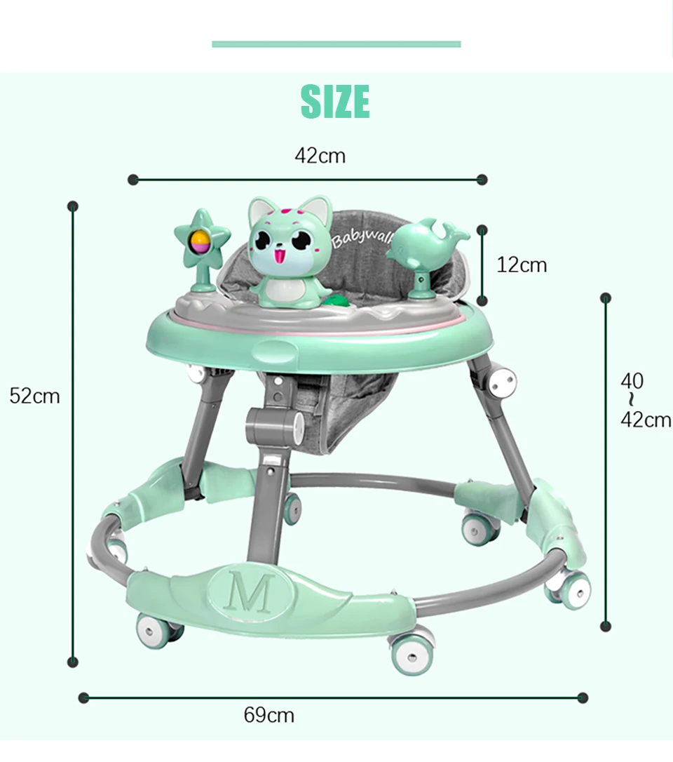 IMBABY ходунки для малышей 6-Регулировка скорости мульти-Функция с защитой от падений, анти-O-ноги Для мужчин и Для женщин ходунки для малышей Walker
