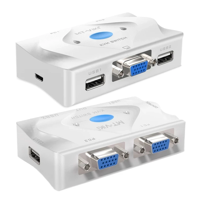 

VGA USB automatic KVM switch 2 Port Smart KVM Switch 2 input 1 output VGA USB Hotkey Wired Remote Controller Select Auto Scan