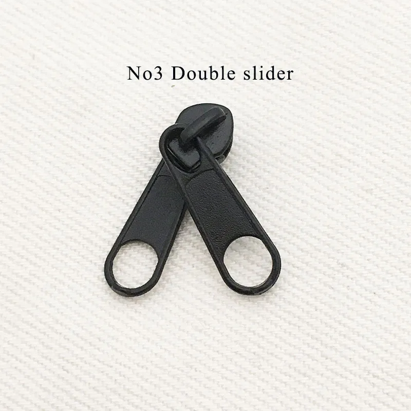 No3black-double 20шт 3#5#8#10# ползунки на молнии для нейлоновой сумки на молнии для багажа, сумки на молнии, сумки с замком, комплекты для ремонта на молнии, аксессуары - Цвет: No3black-double