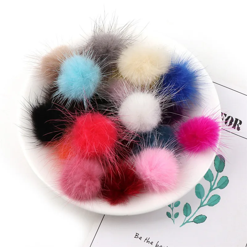 10pc 25mm Diy Pompon Imitation Mink Fur Balls Pompoms for Ring Keychain Shoes Hats Fluffy Pom Pom Diy Crafts Accessorie Material