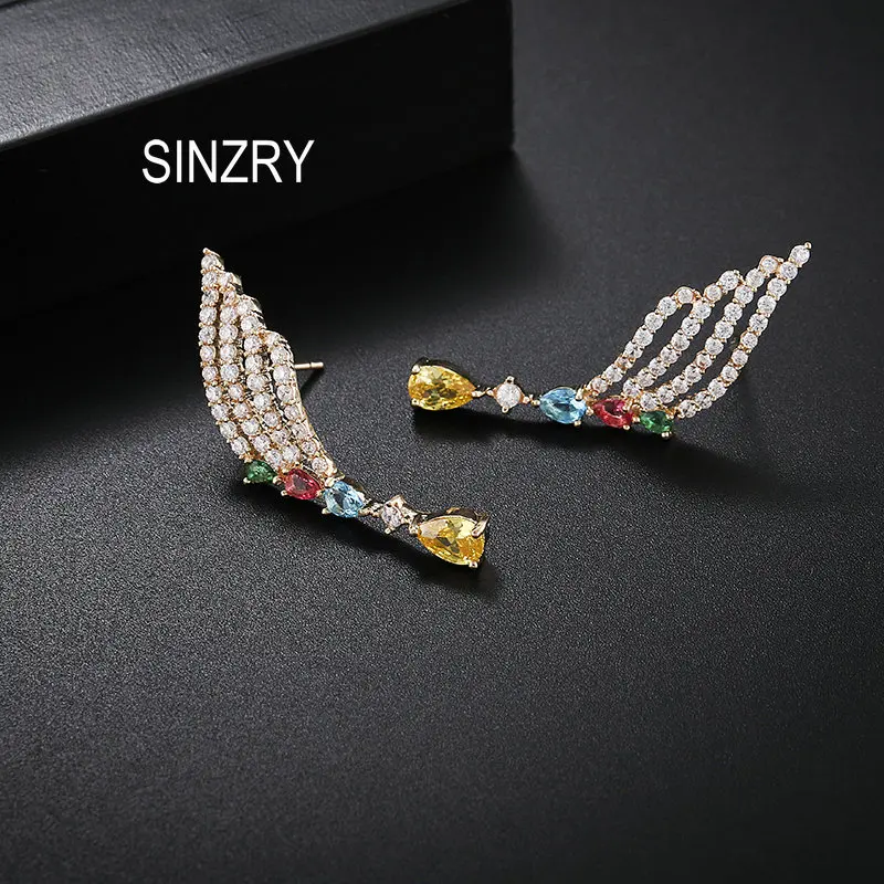 Женские яркие блестящие серьги SINZRY корейские серьги-капли с кубическим