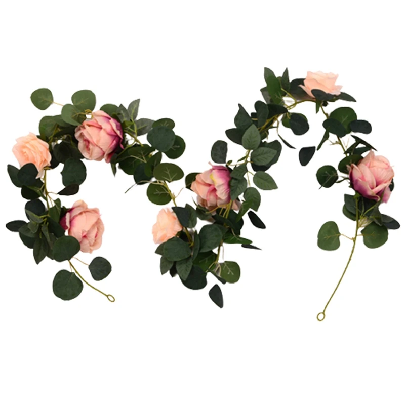 

3Pcs Artificial Flowers Eucalyptus Garland,Faux Flower Rose Vine Greenery Leaves Wall Hanging Garland for Wedding Decor