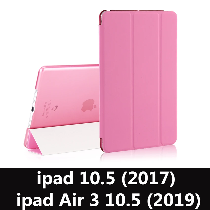 Чехол для iPad 9,7 6-го поколения, Чехол Air 3 2 1 Pro 10,5, прозрачный чехол, умный чехол из искусственной кожи для сна - Цвет: pink-L-Air3 10.5