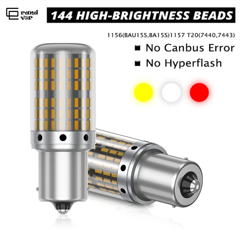 Светодиодсветодиодный лампы P21W LED 1156 BA15S W21W W21/5W Canbus 144 smd T20 светодиодный led 7440 PY21W 7443